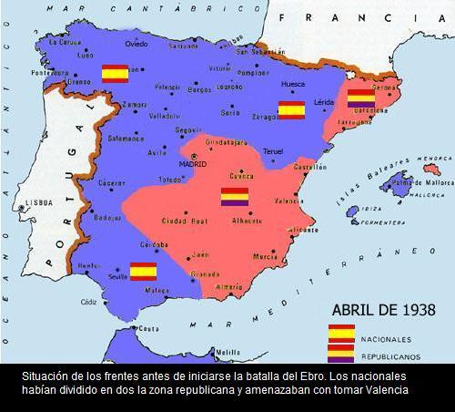 MAPA DE OS RENTES ATES DE LA BATALLA DEL EBRO